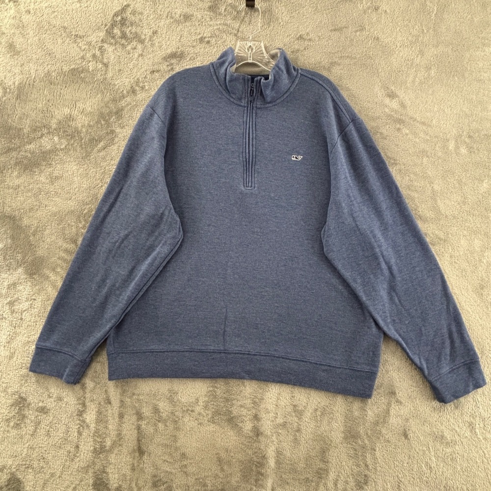 Vineyard Vines Quarter 1/4 Zip Pullover Mens XL Blue Long Sleeve‎ Cotton Blend